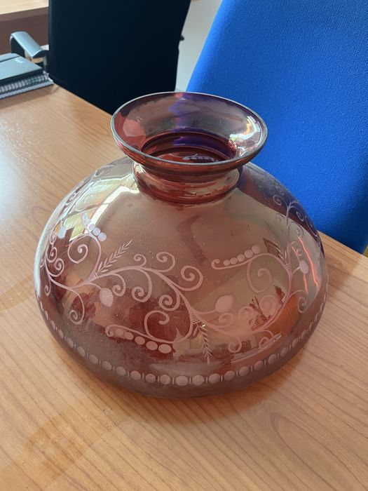 Abajur de candeeiro em vidro lapidado