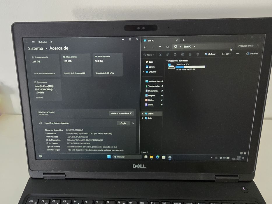 Dell E5590 i5 8th 12gb/480Gb +/- 4 horas de autonomia