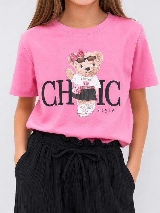 T-shirt dziewczęcy miś 128
