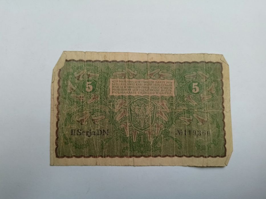 Banknot 5 marek polskich 1919