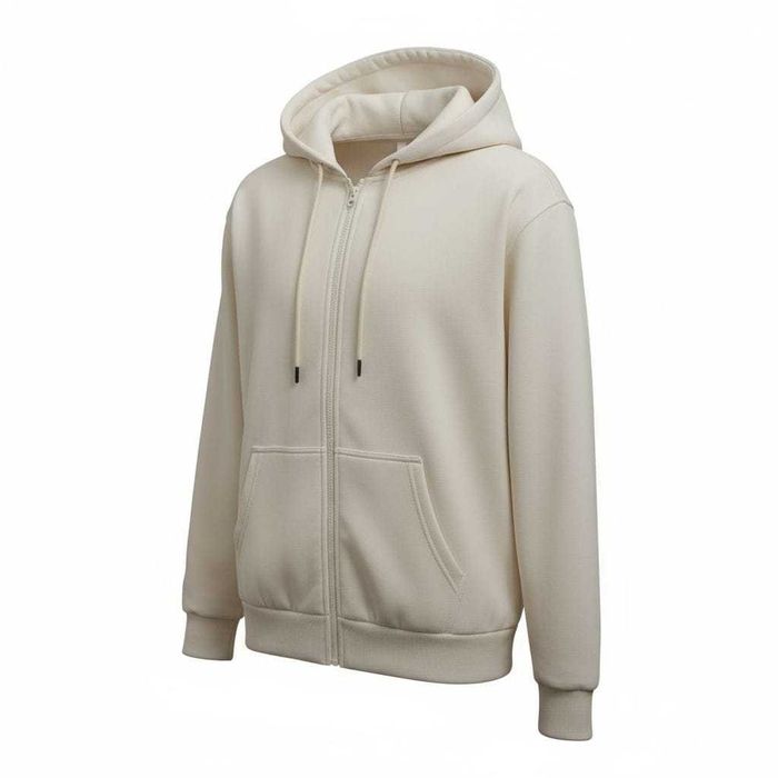 Bluza typu kapturek z suwakiem, bawełna 100% (unisex) ( S ) - Kremowy