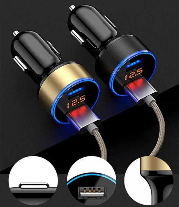 Автозарядка для гаджетов USB 2+4 шт