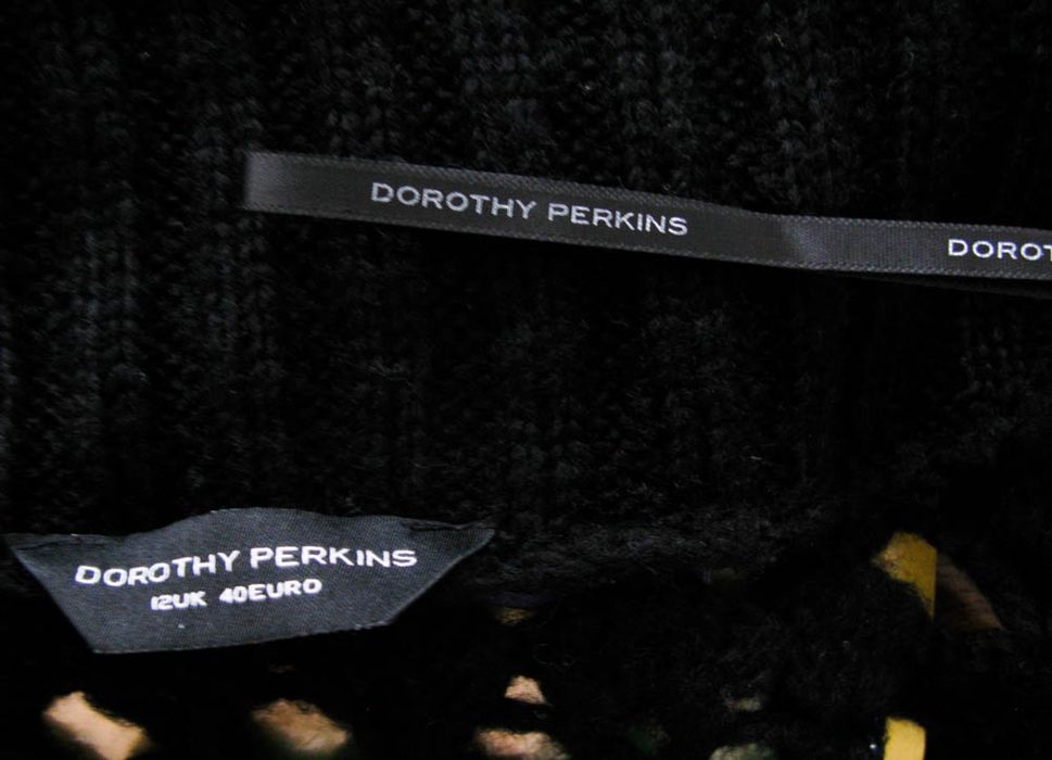Sweter ażurowy ciepły czarny 40 L dorothy perkins 12 damski duzy