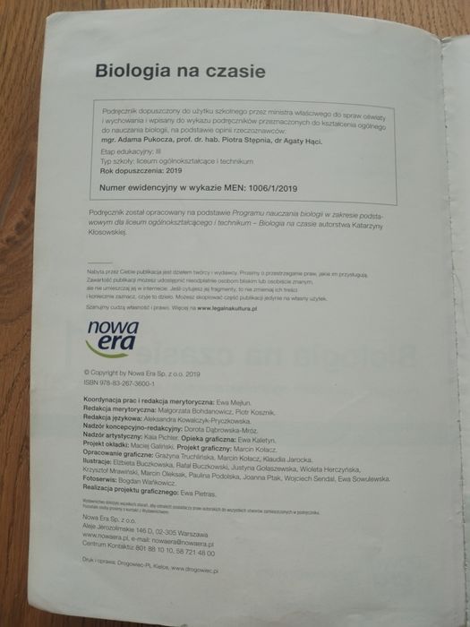 Biologia na czasie 1 podręcznik Nowa Era