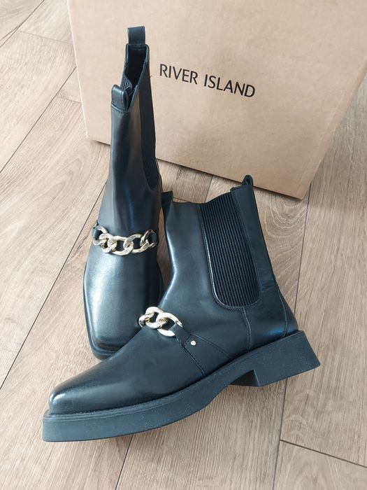 Nowe skórzane botki River Island 40