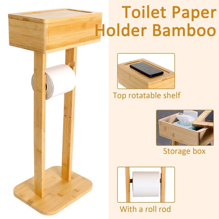 Nowy stojak na papier z szufladką bambus