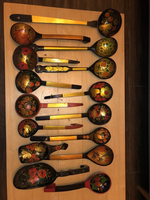 Łyżki drewniane ozdobne PRL / Termos