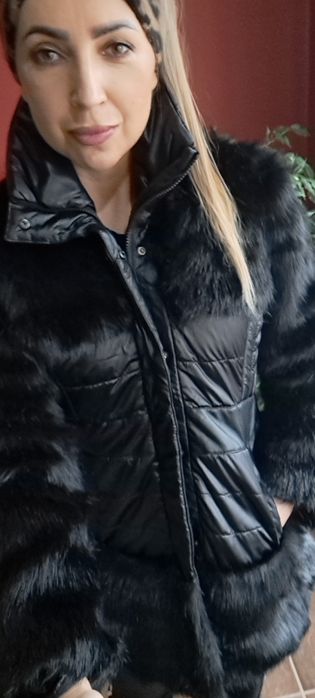 Płaszcz zimowy damski  kurtka z futerkiem rozmiar s
