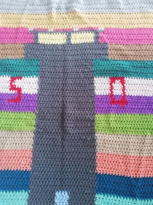 Handmade piękny pled, kocyk, otulacz