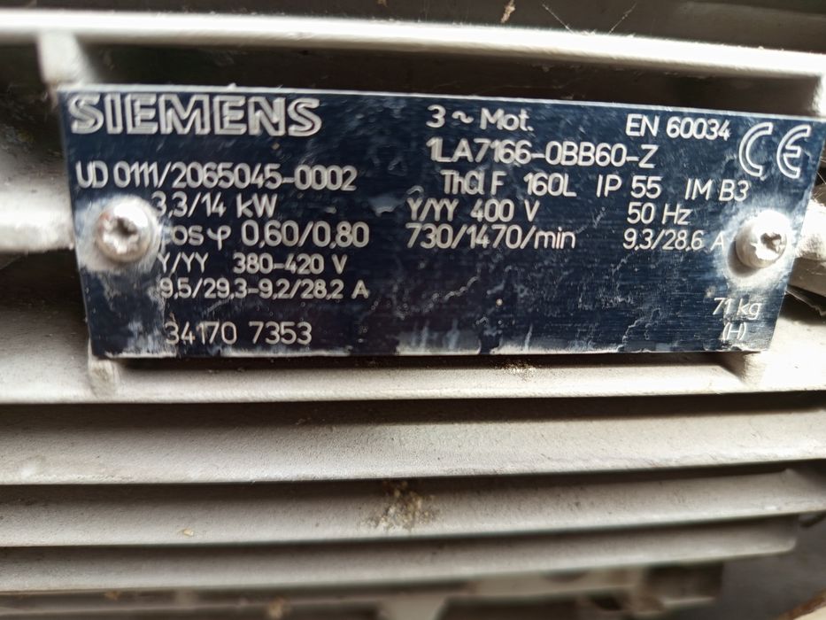 Silnik elektryczny układ dachlandera  Siemens 3.3 KW/14 KW