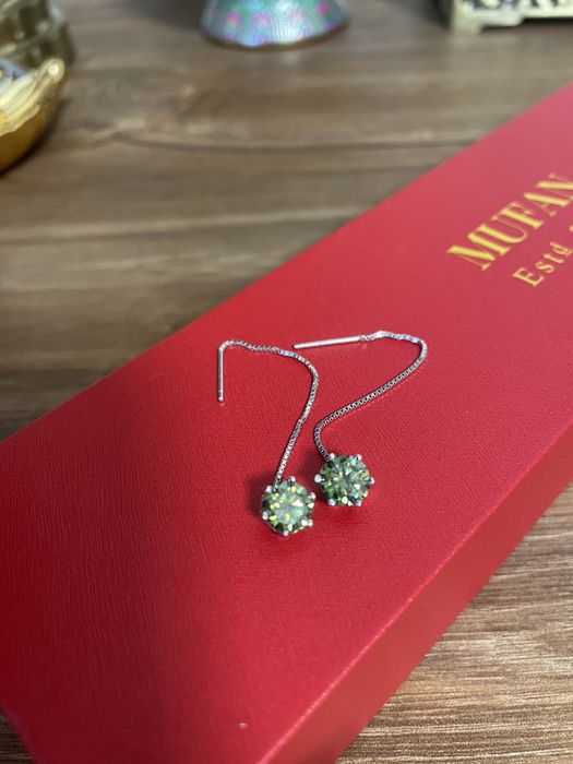 Сережки з діамантами - муасанітами, неймовірної краси, з паспортом!