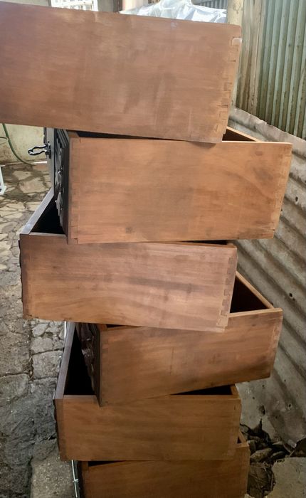 6 gavetas  vintage, madeira maciça