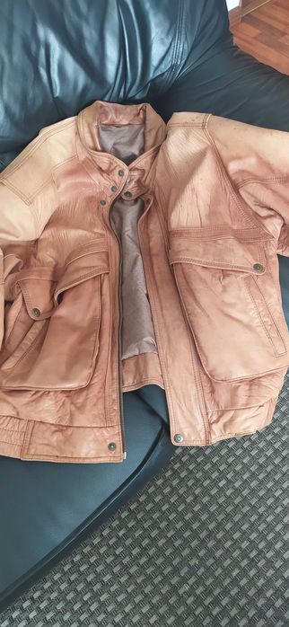 Blusão de aviador em pele genuína