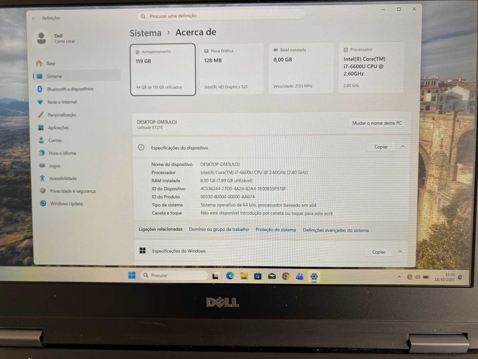 Portátil Ultrabook Profissional Dell Latitude E7270 — Intel i7 / 8GB / 12.5"