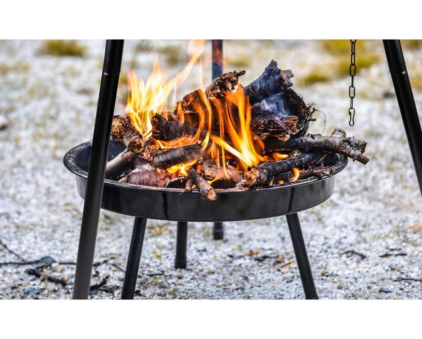 GRILL WISZĄCY Ognisko Palenisko Trójnóg Ruszt Ogniskowy Regulowany 2w1