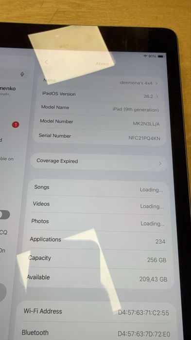 ipad gen9 256 GB WiFi