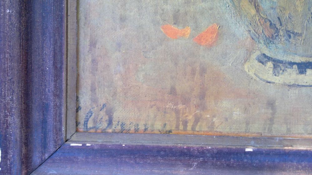 Piękny Stary obraz kwiaty w wazonie sygnowany olej antyk podpis OKAZJA