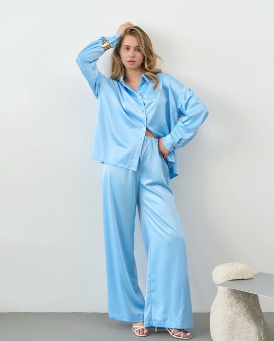 Шовковий сатиновий костюм штани сорочка піжама піжамний костюм yanki