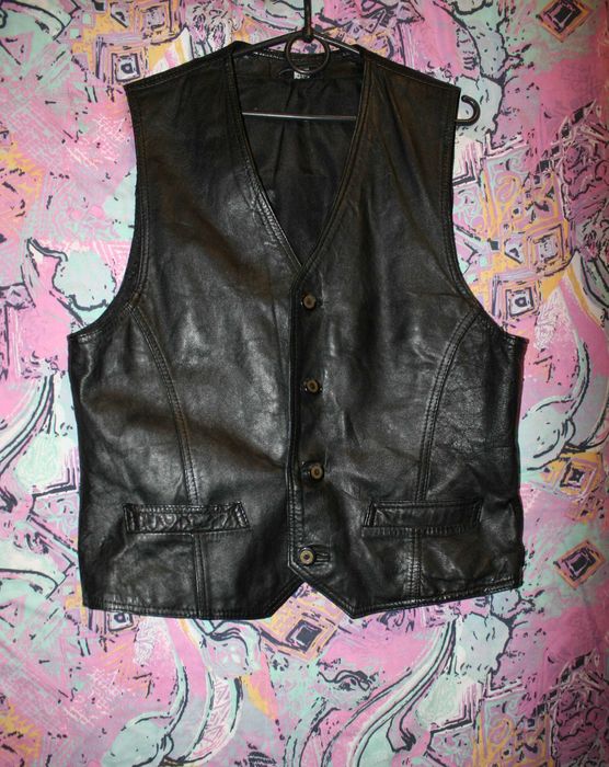 Мужская кожаная жилетка с карманами Rover & Lakes S