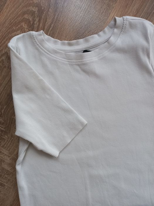 Koszulka top prążek biała xxs damska spodenki 152 reserved czarne