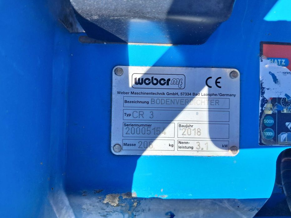 Zagęszczarka WEBER CR 3 / 206 kg  / 18r! /Wacker dpu 6055 ,6555 bomag bpr