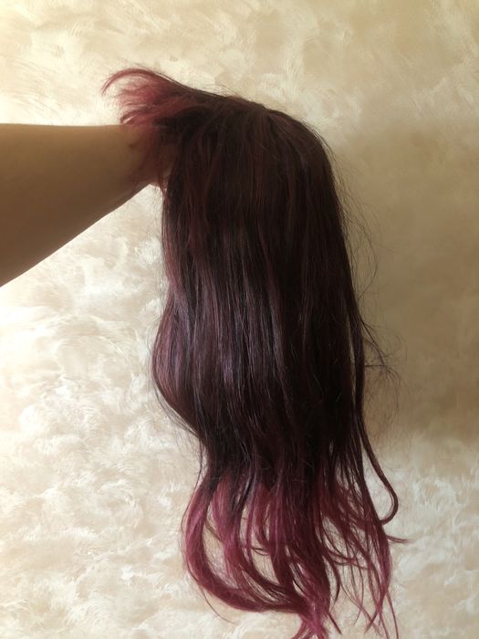 Парик перука аксесуар штучне волосся вишневий колір бордовий