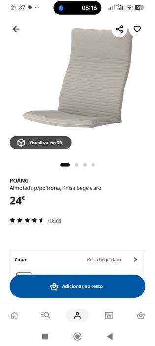 Estrutura de poltrona + almofada de poltrona Ikea Poäng