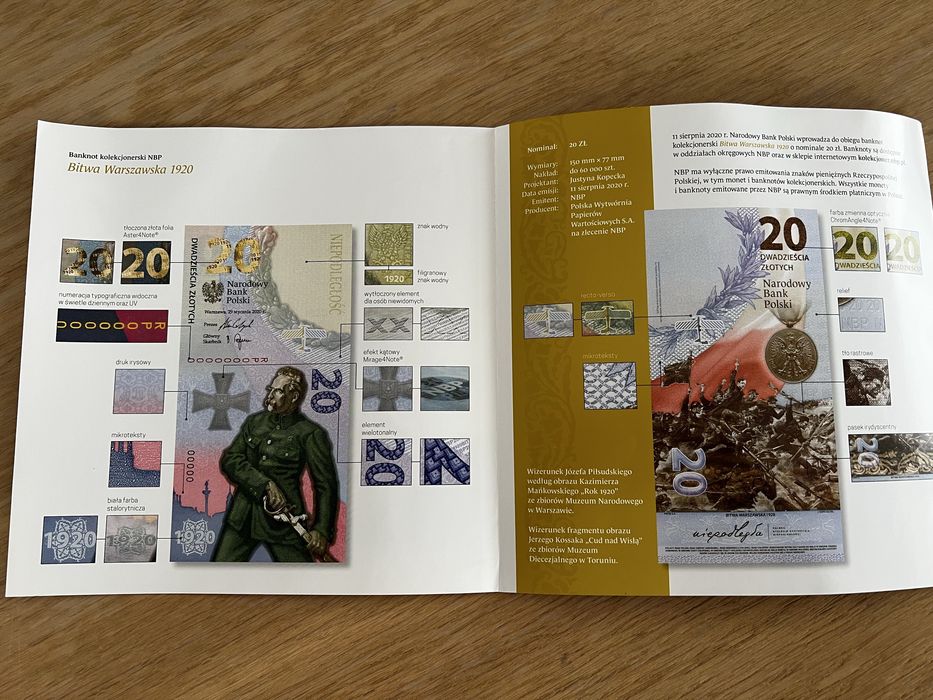 Banknot kolekcjonerski 20zł 2020 Bitwa Warszawska UNC