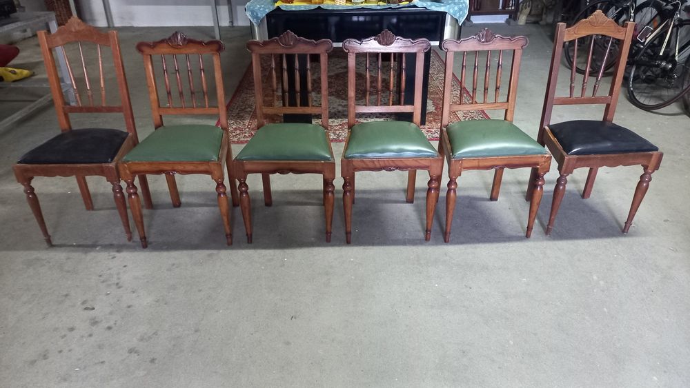 Conjunto 6 cadeiras antigas em madeira