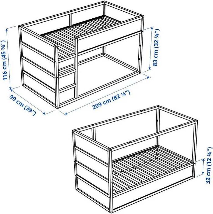 Cama IKEA KURA 90x200 + colchão MALVIK