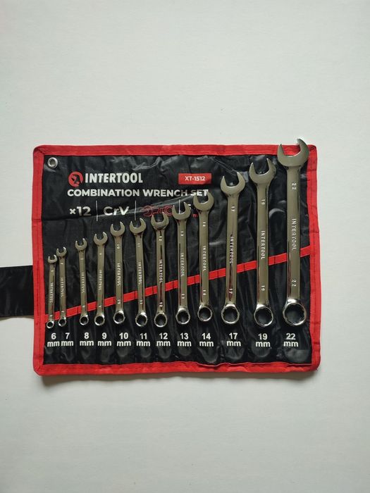 Набір ключів комбінованих, 12 шт, 6-22 мм ,чохол, INTERTOOL XT-1512
