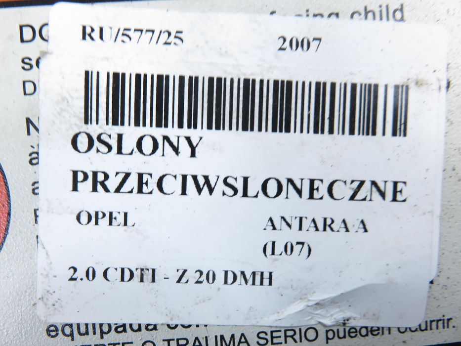 Osłony Przeciwsłoneczne Opel Antara A Komplet