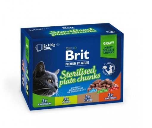 Корм вологий Brit Premium Sterilised Plate для стерилізованих котів