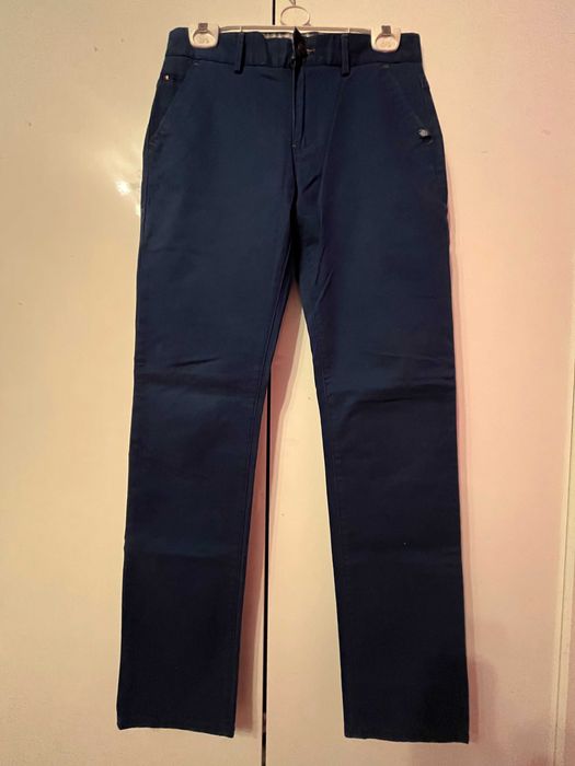 Granatowe męskie, młodzieżowe spodnie wizytowe W:30 L:34