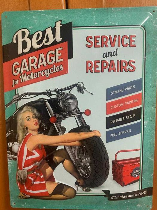 Quadro decorativo: Placa de Metal Best Garage for Motorcycles