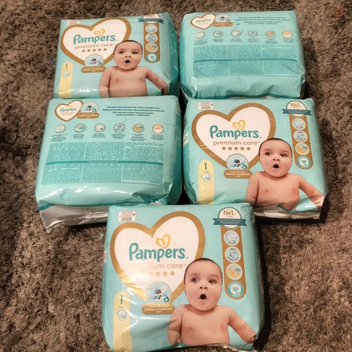 Wysyłka olx 1 zł Pampers premium care - 5 opakowań