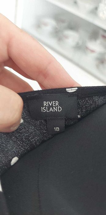 biało czarna koszula River Island 42 kropki groszki