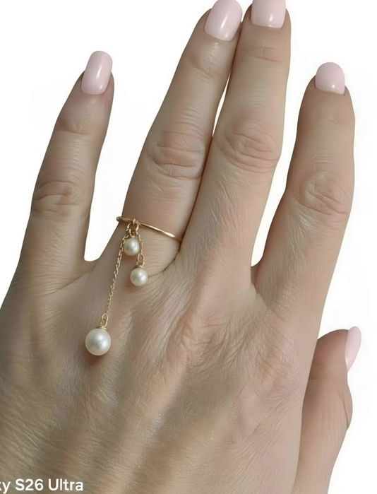 Каблучка з червоного золота з перлинами. Sovissimo.   Нова.