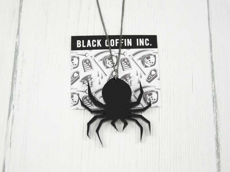 Nowy wisiorek Pająk goth gothic gotycki czarny Halloween BC11