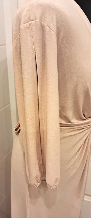 Złota brokatowa długa sukienka wieczorowa S/M/L/XL