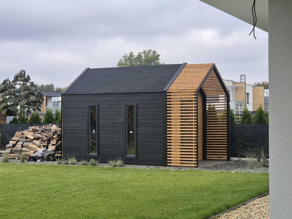 • • • • Domek narzędziowy • • • • BARTEK 3x4 m z drewutnią  DREWNOTRIK