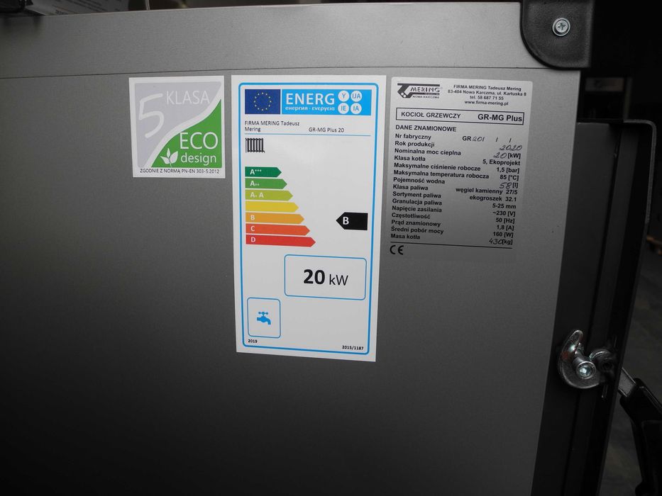 Kocioł co piec na ekogroszek 5 klasa 20 kW  Mering
