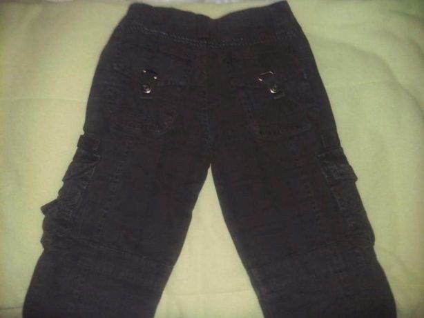 Calças de sarja castanhas c/bolsos novas p/rapaz 8 anos