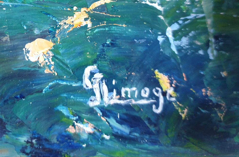 Lindissima pintura "por do sol de Veneza" em óleo sobre tela assinada