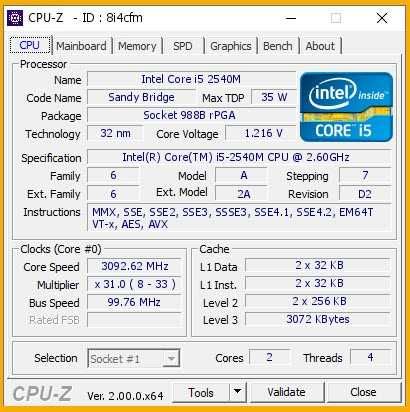 Processor Intel® Core™ i5-2540M