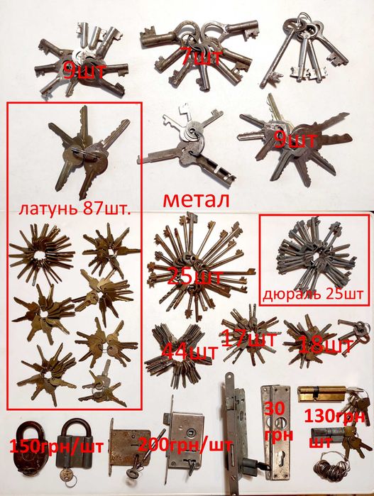 Вінтажні ключі і замки врізні та навісні, часів СРСР.