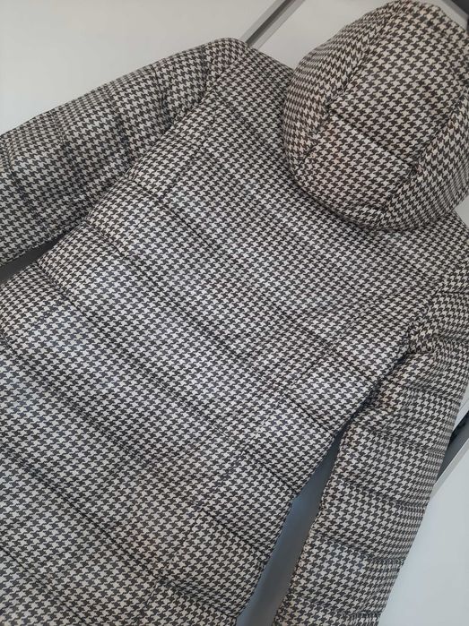 Benetton puchowy płaszcz zimowy pepitka 10-11 lat