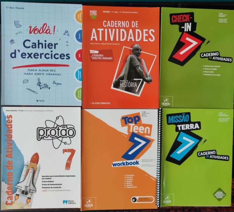 Livros de fichas 7 ano novos sem qualquer tipo de uso, valor de todos