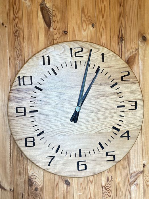 Настінний годинник з дуба 70 см | Ручна робота | Безшумний | Handmade