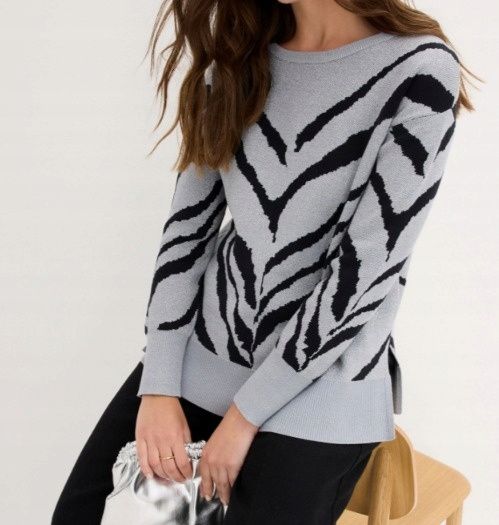 B.P.C sweter damski żakardowy we wzór zebry r.52/54